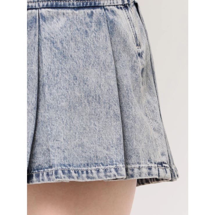 ハイウエストWIDE BELTプリーツデニムスカートライクショートパンツ | GYDA | 詳細画像31 