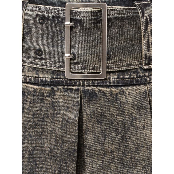 ハイウエストWIDE BELTプリーツデニムスカートライクショートパンツ | GYDA | 詳細画像35 