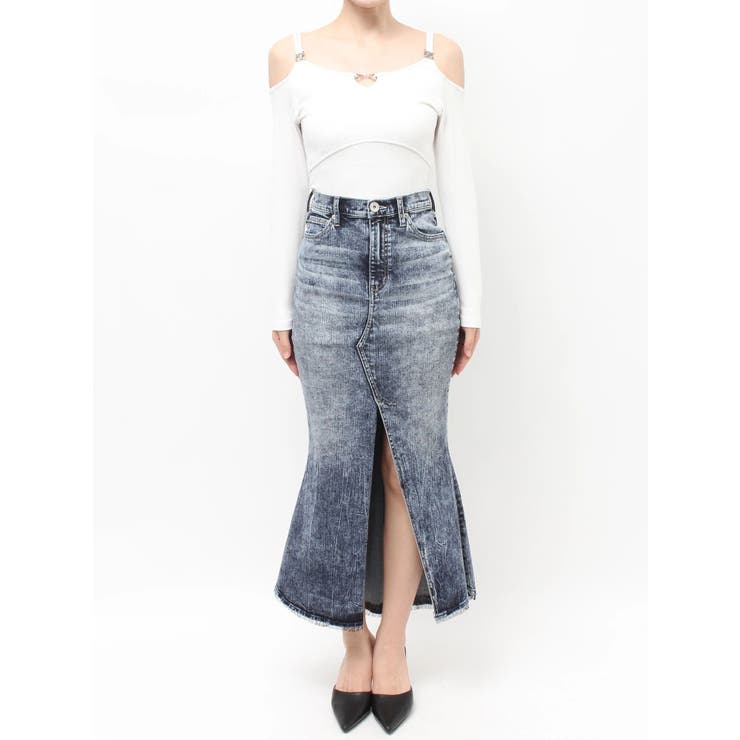 ハイウエストHEM LACEマーメイドデニムスカート | GYDA | 詳細画像19 