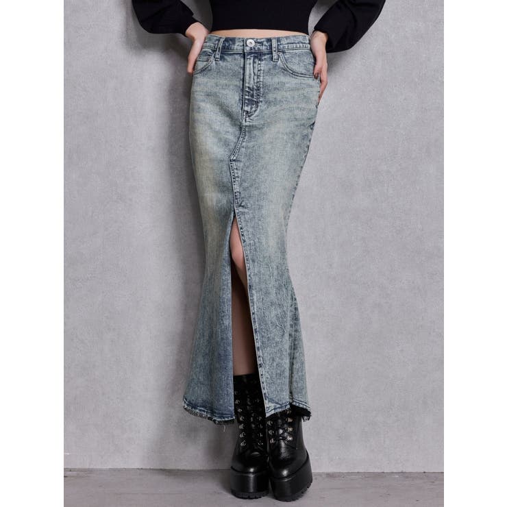 ハイウエストHEM LACEマーメイドデニムスカート | GYDA | 詳細画像9 