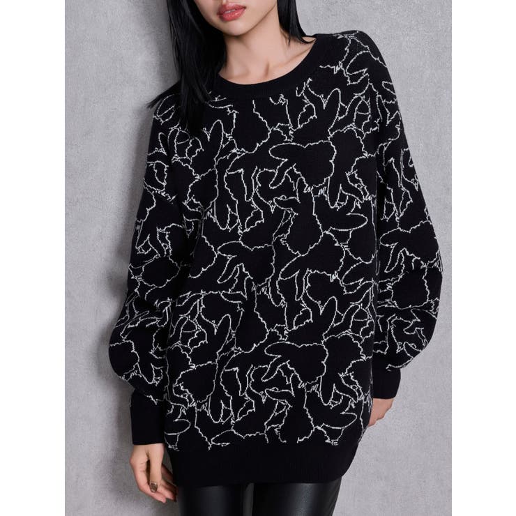 ブラック | BUNNY patternニットトップス | GYDA