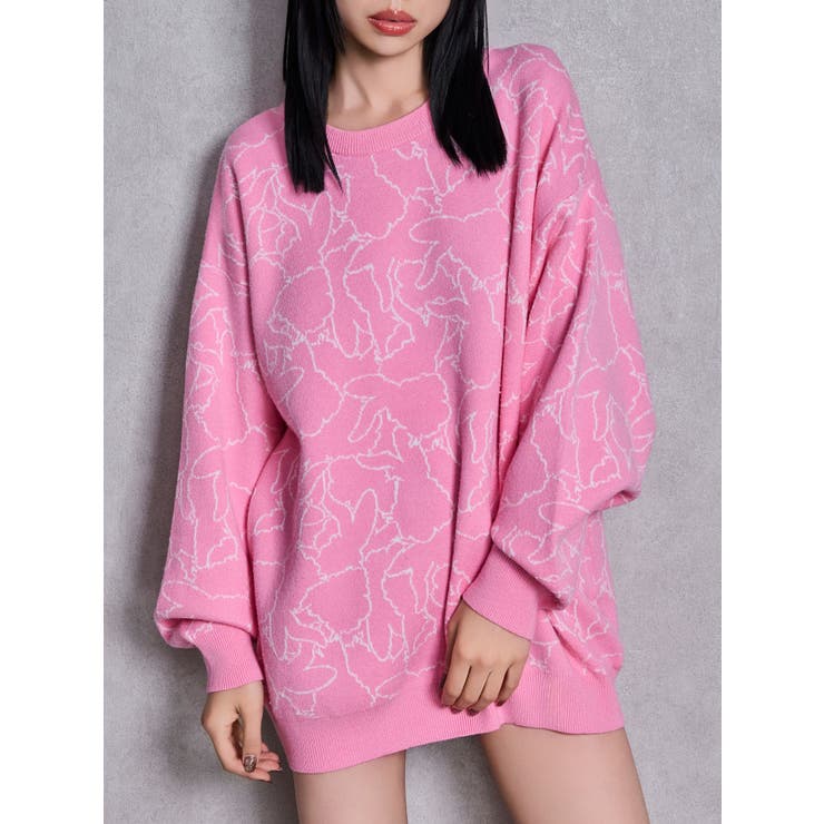 ピンク | BUNNY patternニットトップス | GYDA