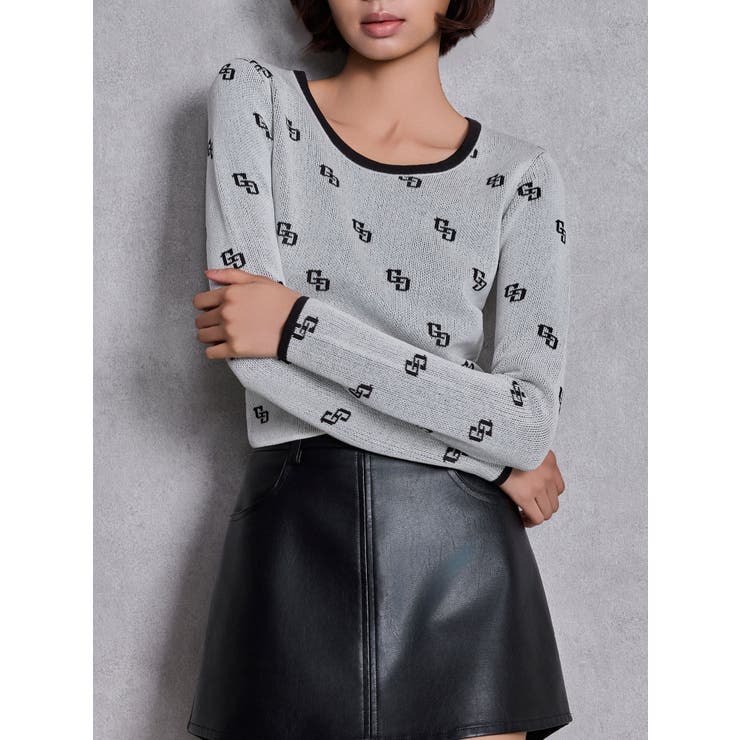 GG patternタイトニットトップス | GYDA | 詳細画像1 