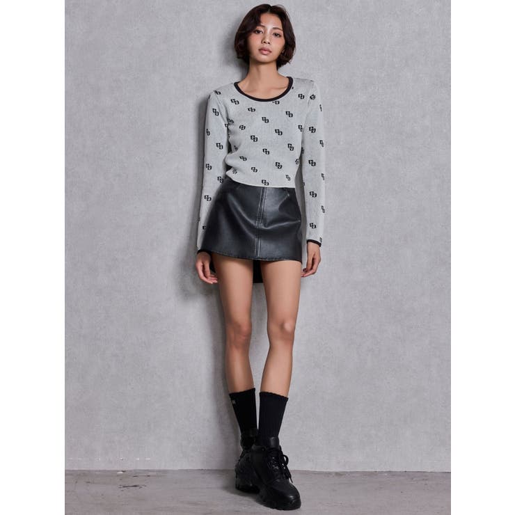 GG patternタイトニットトップス | GYDA | 詳細画像3 