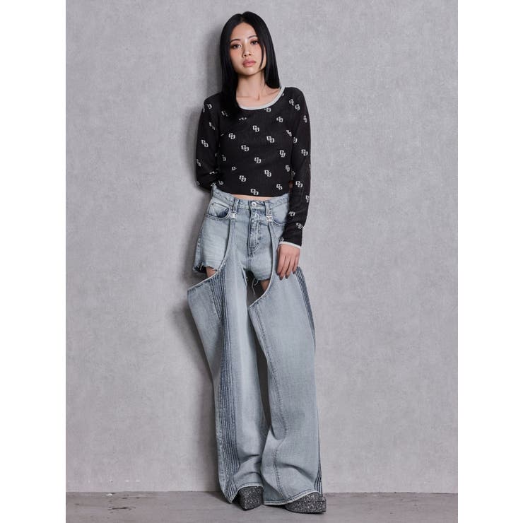 GG patternタイトニットトップス | GYDA | 詳細画像8 