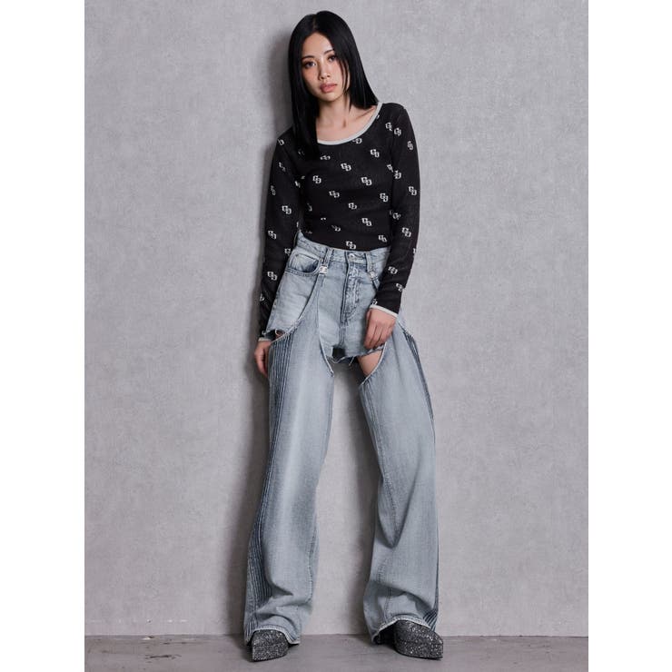 GG patternタイトニットトップス | GYDA | 詳細画像9 