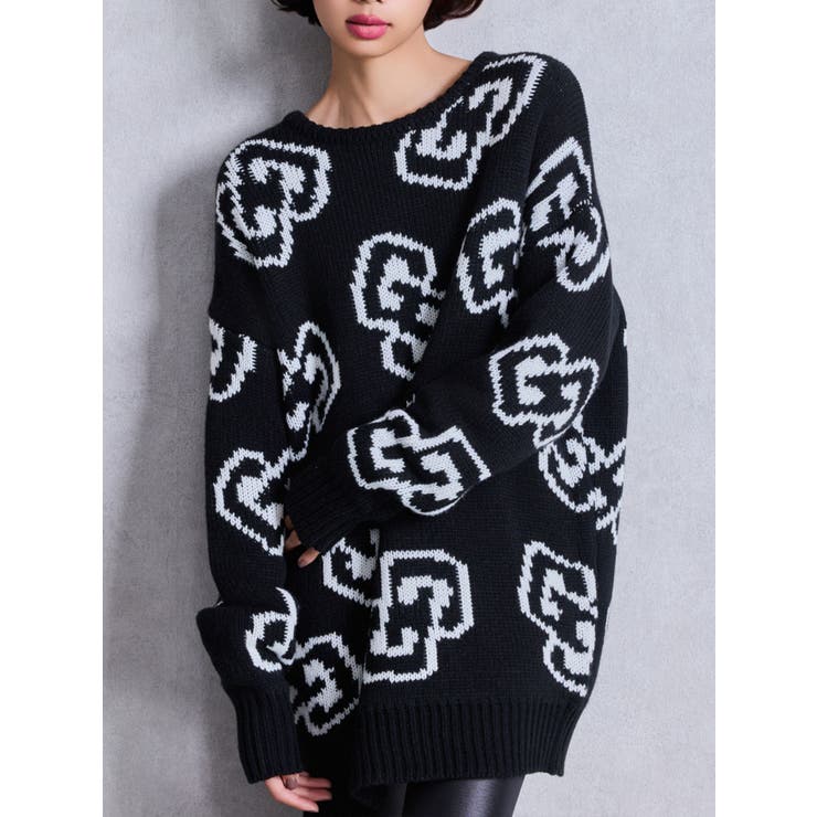 ブラック | GG FRAME ニットトップス | GYDA