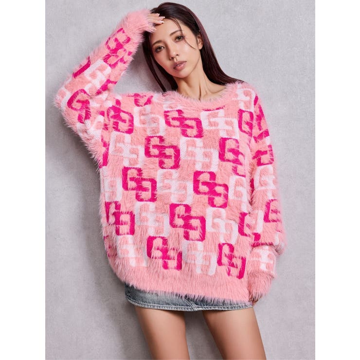 GG PATTERN MIXシャギーニットトップス | GYDA | 詳細画像11 