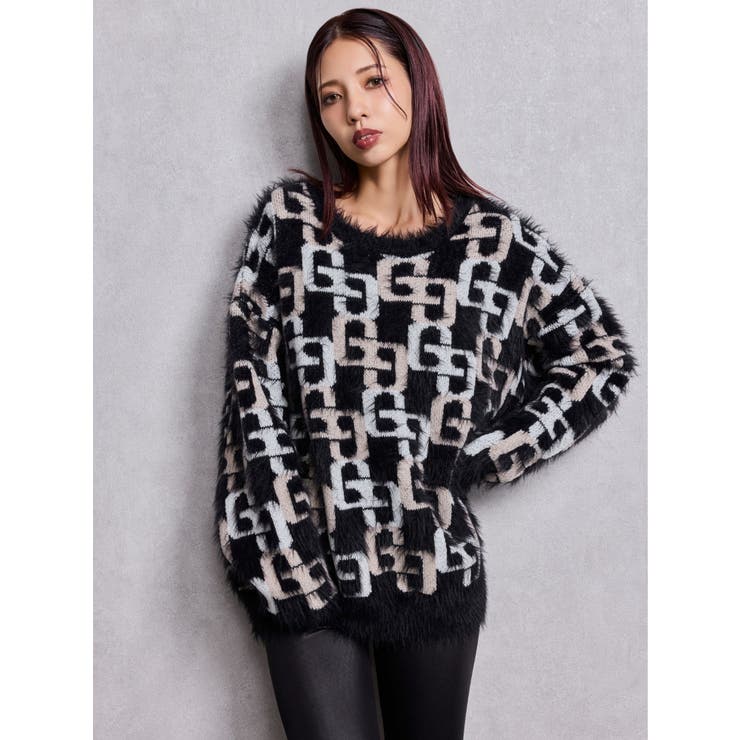 GG PATTERN MIXシャギーニットトップス | GYDA | 詳細画像7 