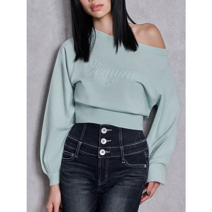 Gemyntar embossワンショルニットトップス | GYDA | 詳細画像1 