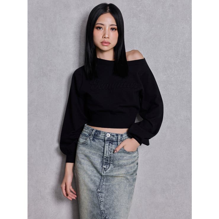 Gemyntar embossワンショルニットトップス | GYDA | 詳細画像11 