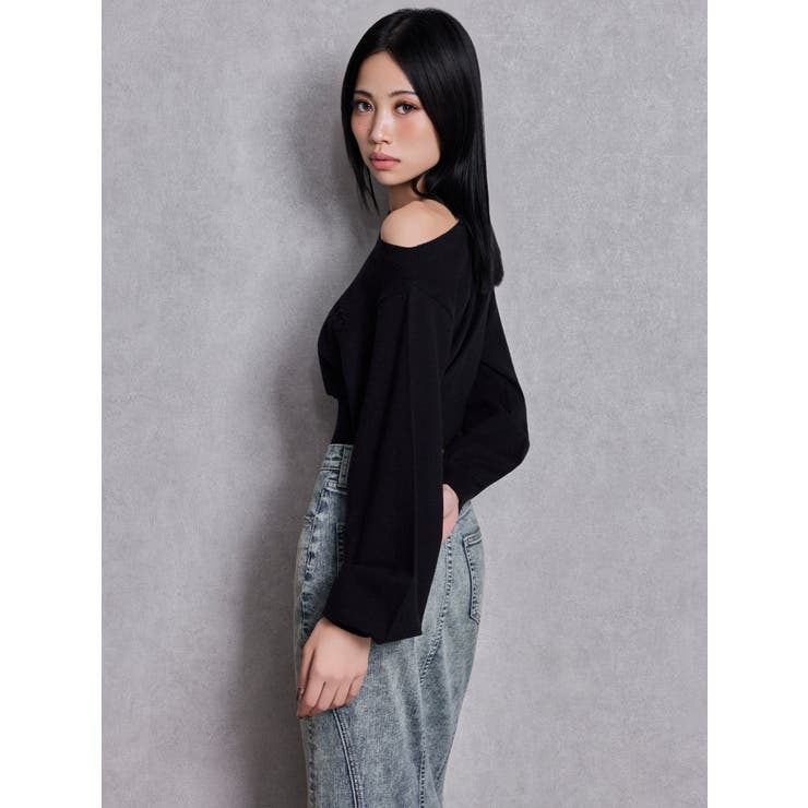 Gemyntar embossワンショルニットトップス | GYDA | 詳細画像12 