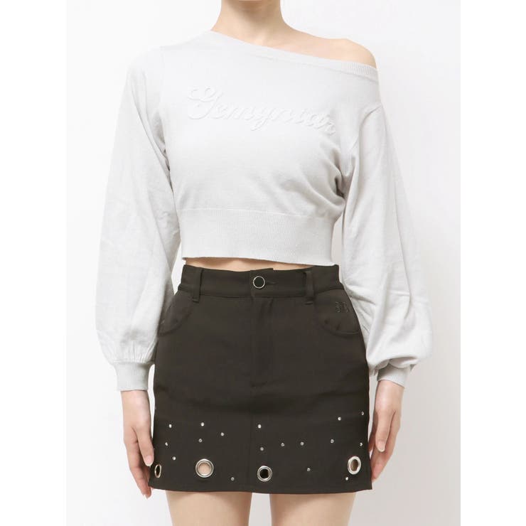 Gemyntar embossワンショルニットトップス | GYDA | 詳細画像15 