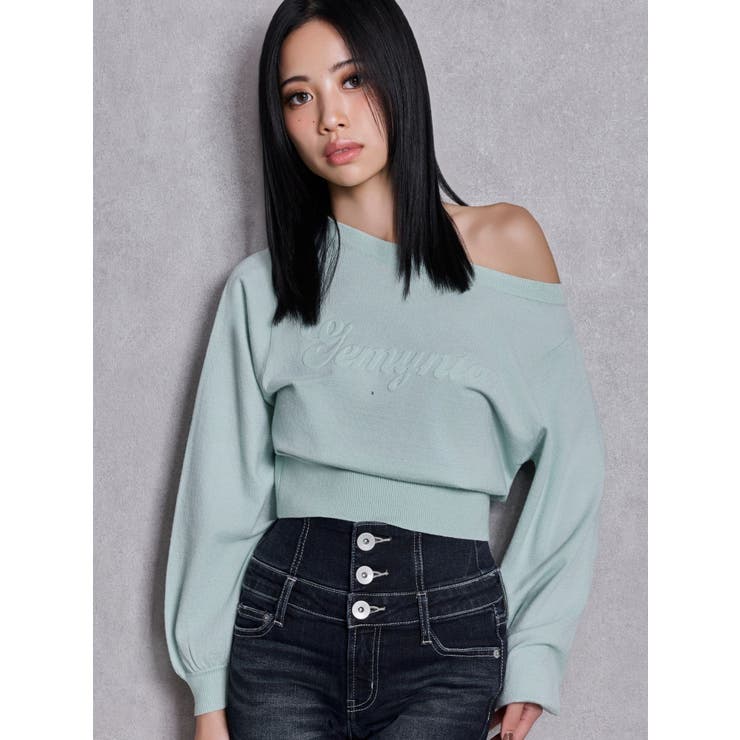 Gemyntar embossワンショルニットトップス | GYDA | 詳細画像2 