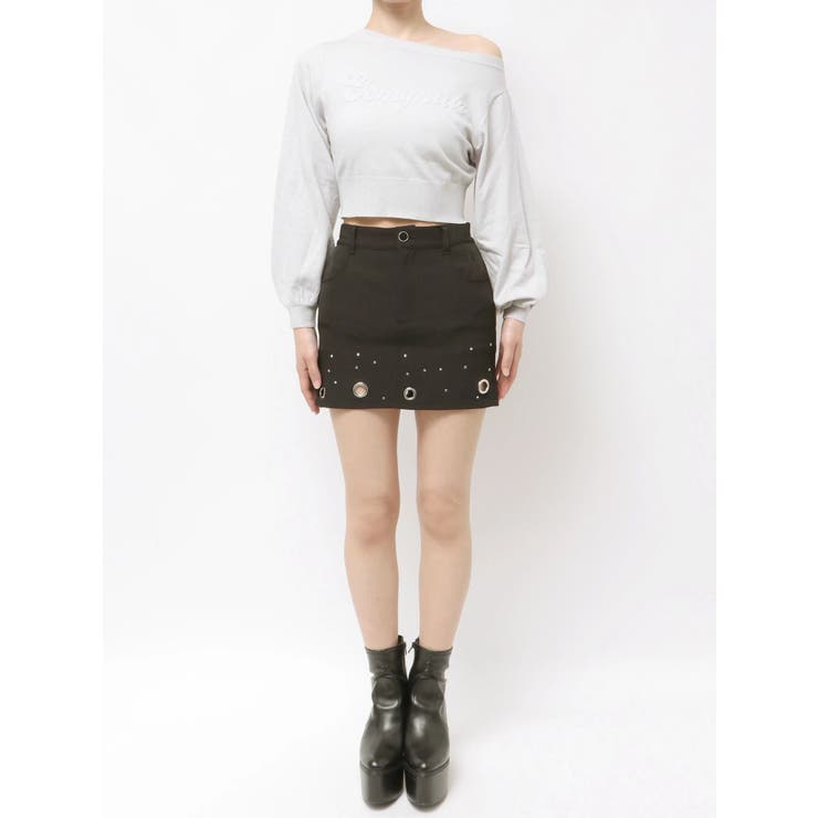 Gemyntar embossワンショルニットトップス | GYDA | 詳細画像22 