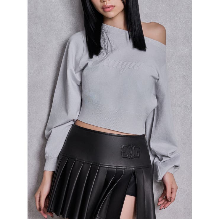 グレー | Gemyntar embossワンショルニットトップス | GYDA