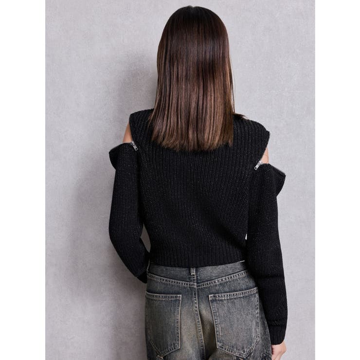 GG ZIP designラメニットトップス | GYDA | 詳細画像5 