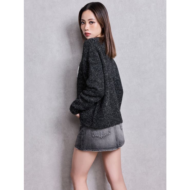 GYDA.ニット２枚セット黒グレー Symmetry GYDA jacquardニットトップス[品番：MKSW0068169]｜GYDA