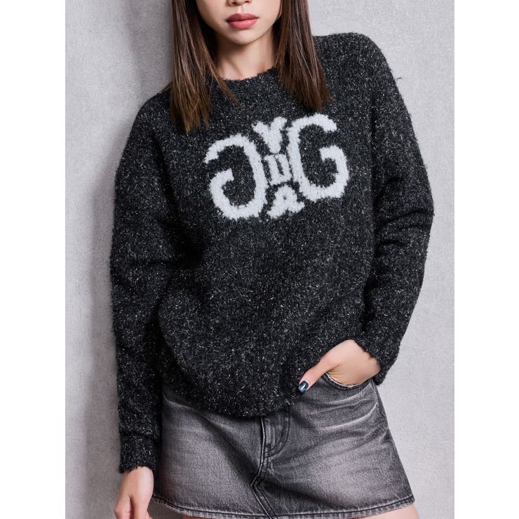 ブラック | Symmetry GYDA jacquardニットトップス | GYDA