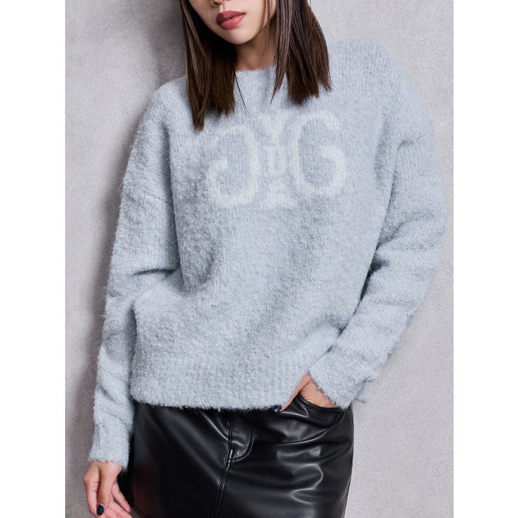 スカイブルー | Symmetry GYDA jacquardニットトップス | GYDA