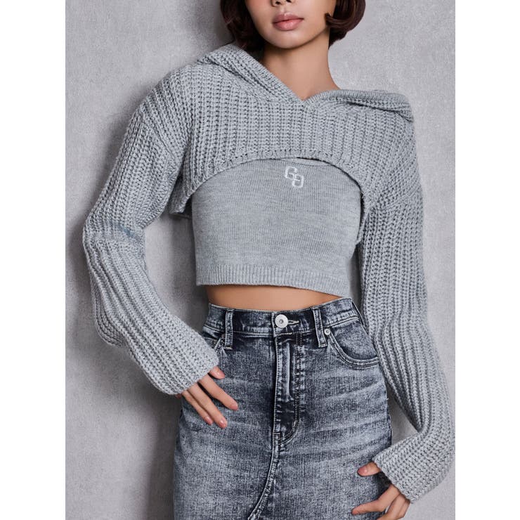 グレー | GGアンサンブルニットパーカー | GYDA