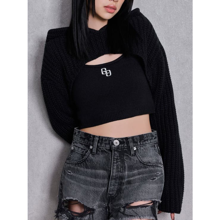 ブラック | GGアンサンブルニットパーカー | GYDA