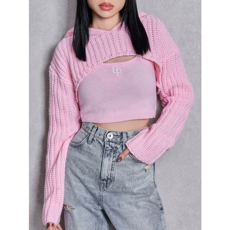 ピンク | GGアンサンブルニットパーカー | GYDA