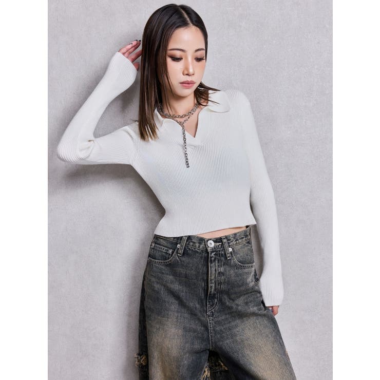 POLOニットトップス | GYDA | 詳細画像13 