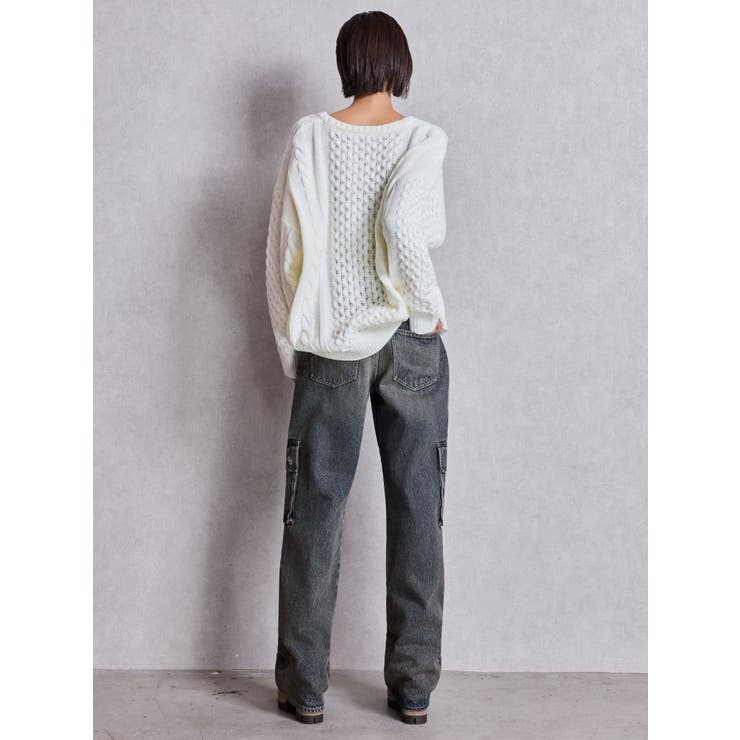 GGサガラ刺繍ケーブルニットトップス | GYDA | 詳細画像11 
