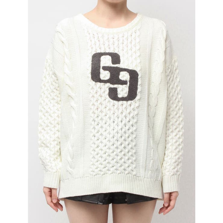 GGサガラ刺繍ケーブルニットトップス | GYDA | 詳細画像23 