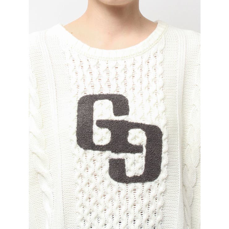 GGサガラ刺繍ケーブルニットトップス | GYDA | 詳細画像26 