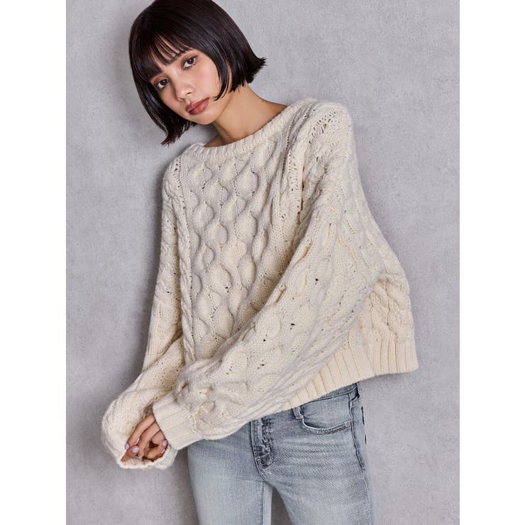 ケーブルクルーネックニットトップス | GYDA | 詳細画像11 