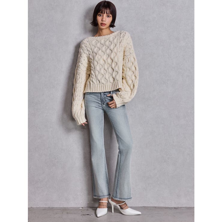 ケーブルクルーネックニットトップス | GYDA | 詳細画像13 