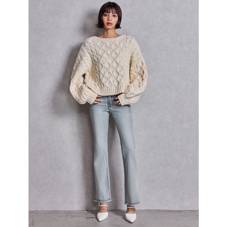 ケーブルクルーネックニットトップス | GYDA | 詳細画像14 