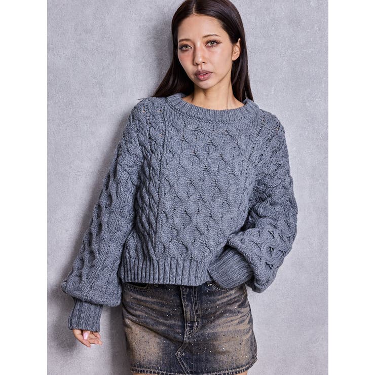 ケーブルクルーネックニットトップス | GYDA | 詳細画像16 