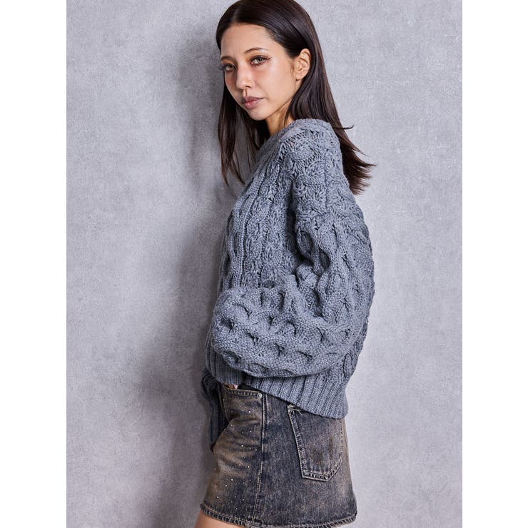 ケーブルクルーネックニットトップス | GYDA | 詳細画像17 