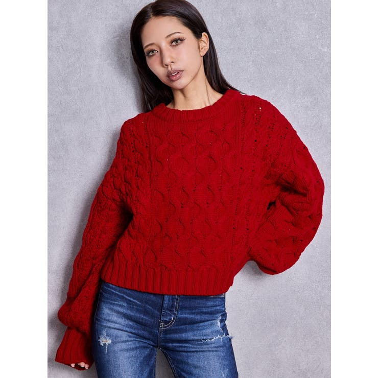 ケーブルクルーネックニットトップス | GYDA | 詳細画像2 