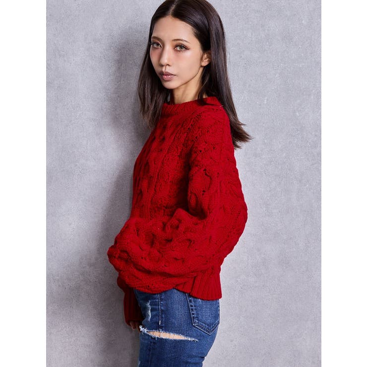 ケーブルクルーネックニットトップス | GYDA | 詳細画像3 