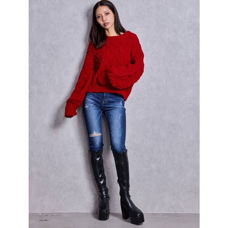 ケーブルクルーネックニットトップス | GYDA | 詳細画像6 