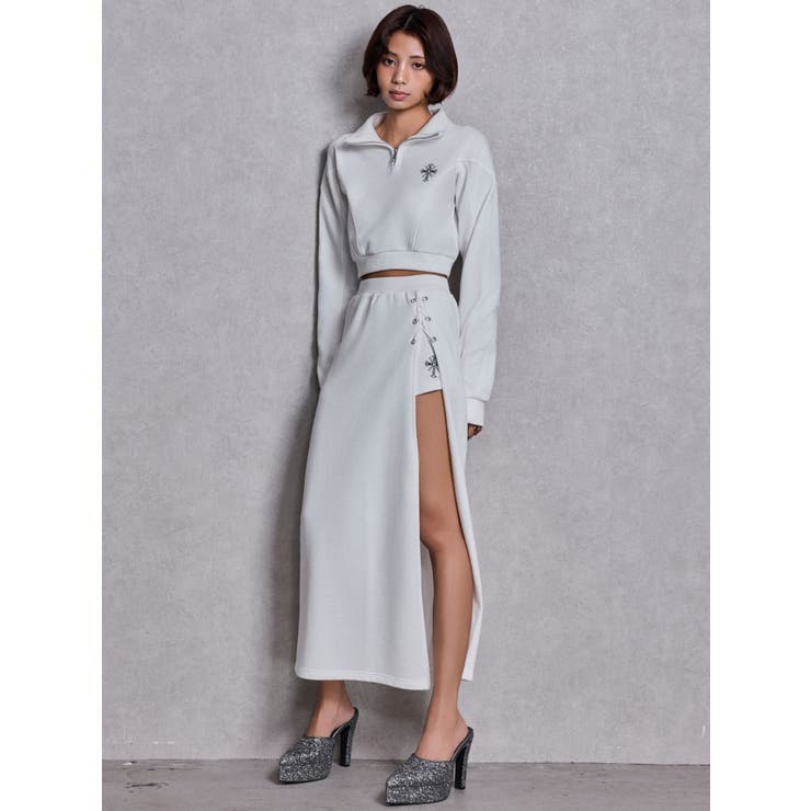 sacred edge crossハーフZIPショートスウェットトップス | GYDA | 詳細画像12 