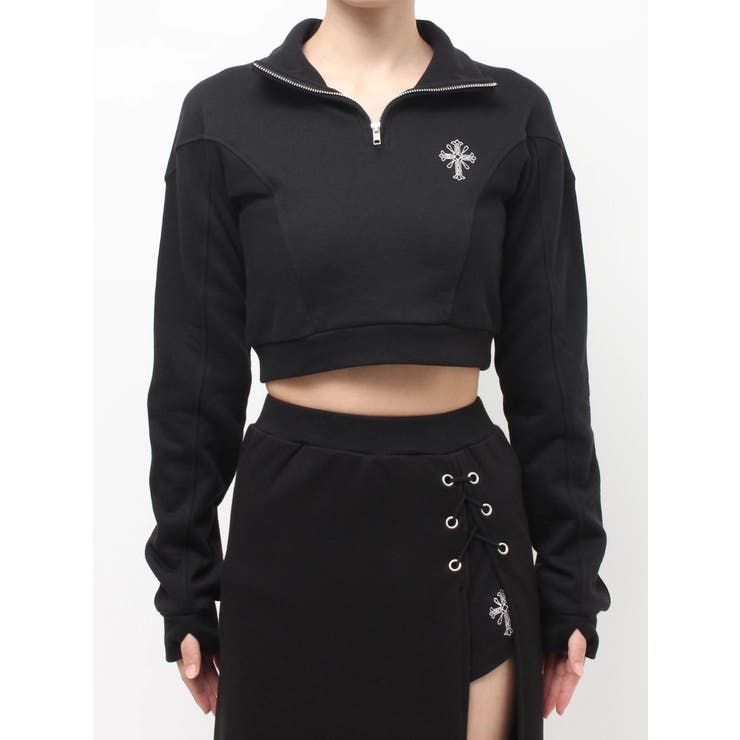 sacred edge crossハーフZIPショートスウェットトップス | GYDA | 詳細画像15 