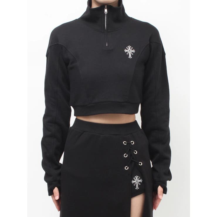 sacred edge crossハーフZIPショートスウェットトップス | GYDA | 詳細画像22 