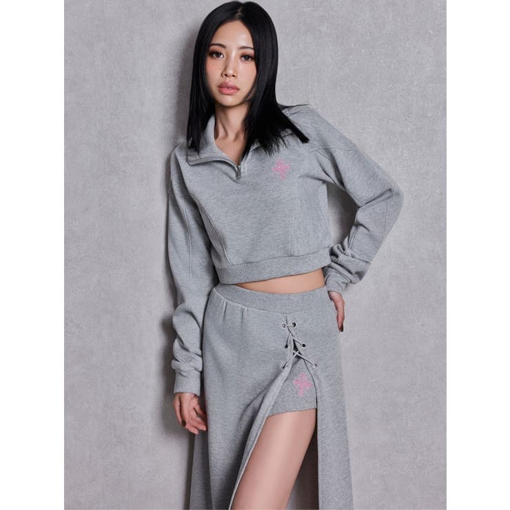 sacred edge crossハーフZIPショートスウェットトップス | GYDA | 詳細画像6 