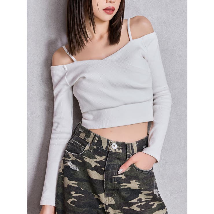 オフホワイト | カシュクールデザインオフショルトップス | GYDA