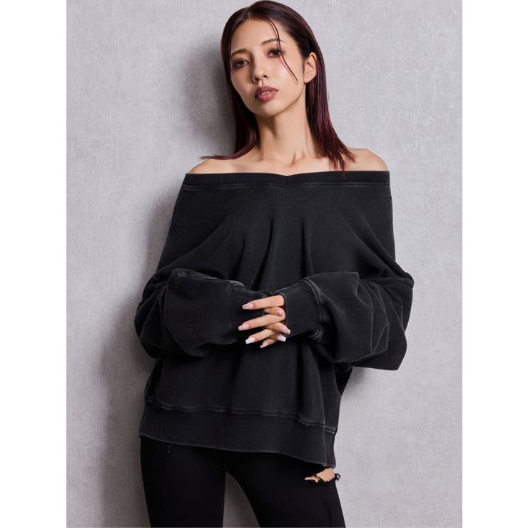 VネックSMIRK BUNNYスウェットトップス | GYDA | 詳細画像12 