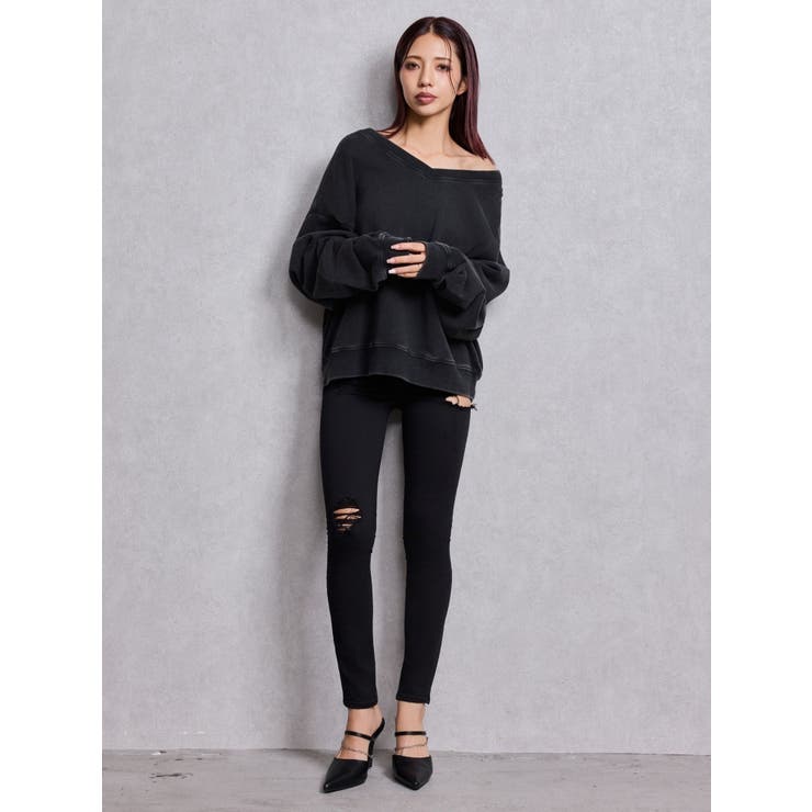 VネックSMIRK BUNNYスウェットトップス | GYDA | 詳細画像14 