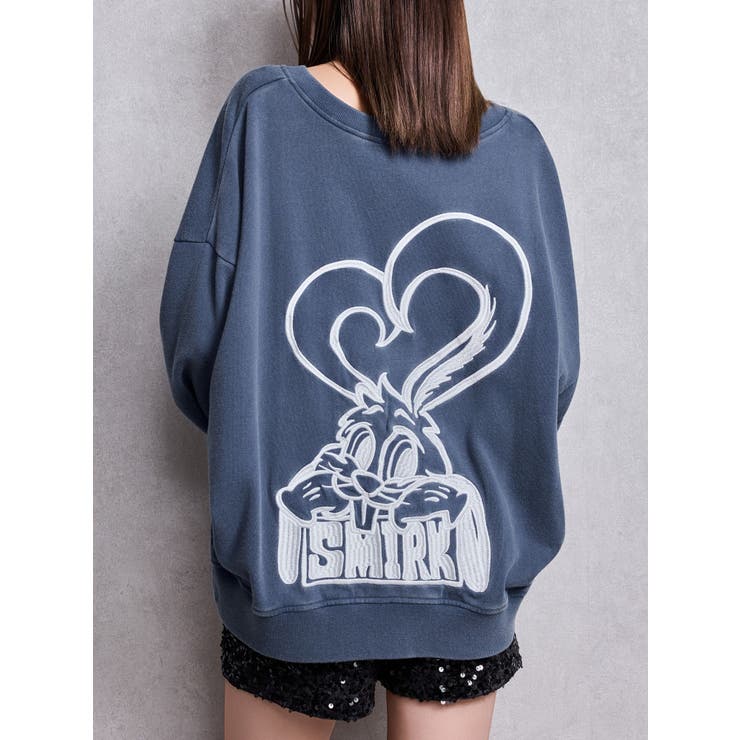 ネイビー | VネックSMIRK BUNNYスウェットトップス | GYDA