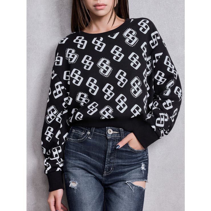 ブラック | GG pattern bijouスウェットトップス | GYDA