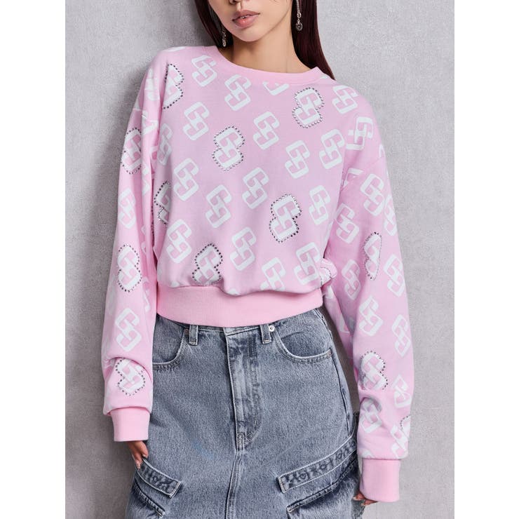 ピンク | GG pattern bijouスウェットトップス | GYDA