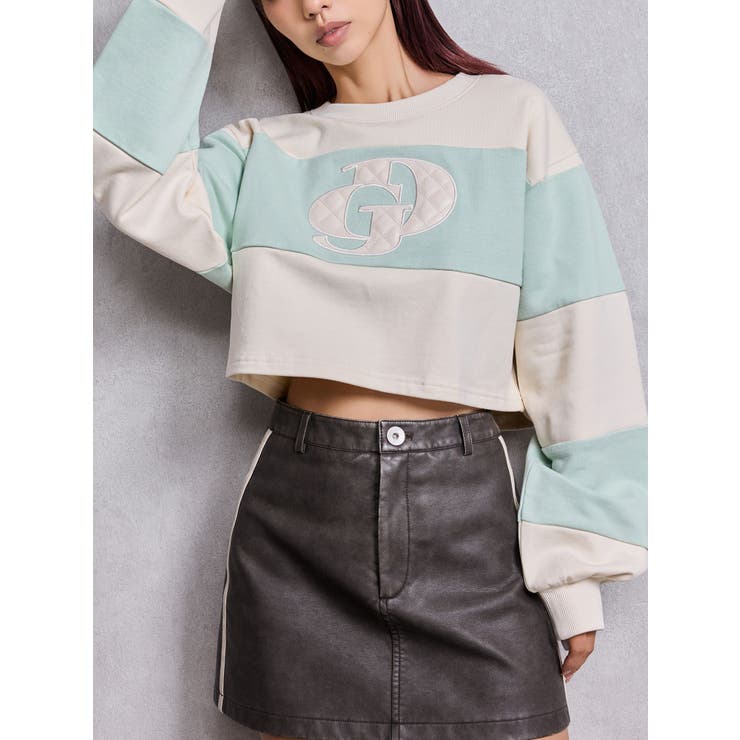 ミントグリーン | GD fake leather patch shortトップス | GYDA